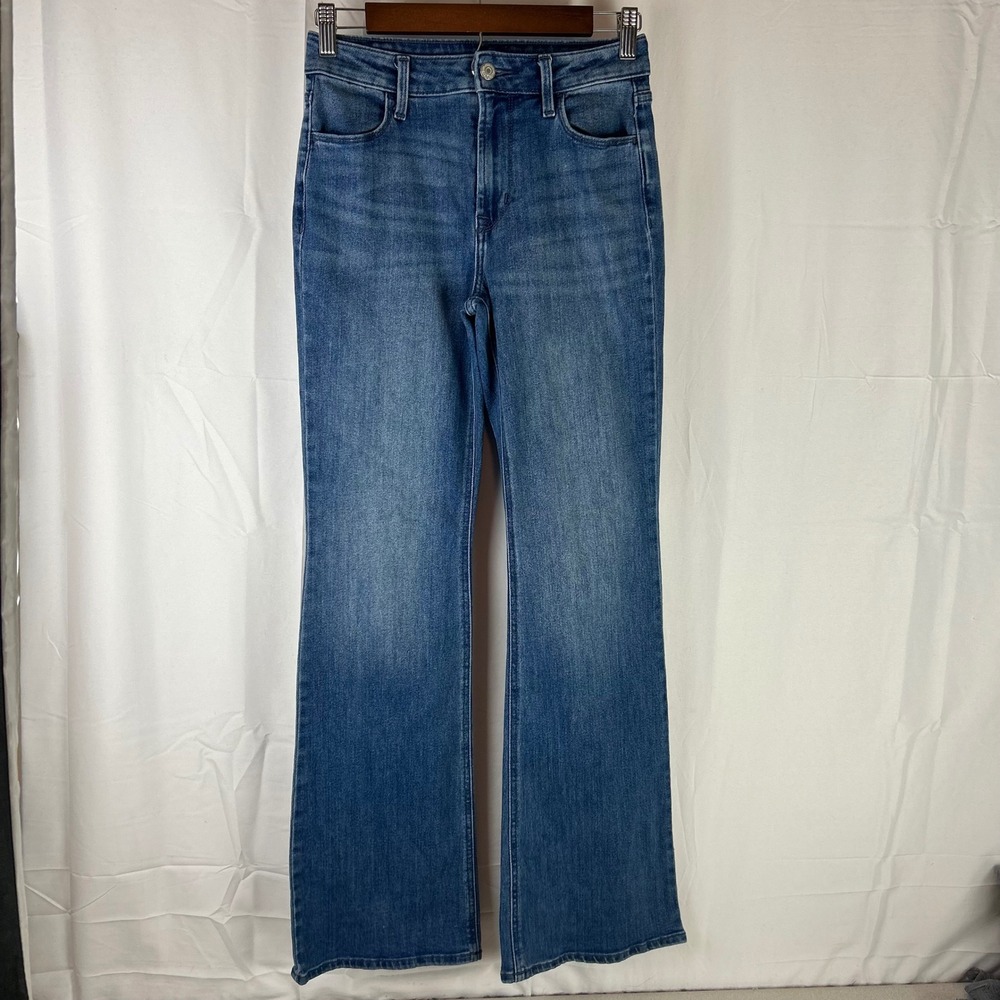 Old Navy Wow Flare Jeans Women 2 Blue High Rise Medium Wash Stretch Denim - Picture 1 of 12
